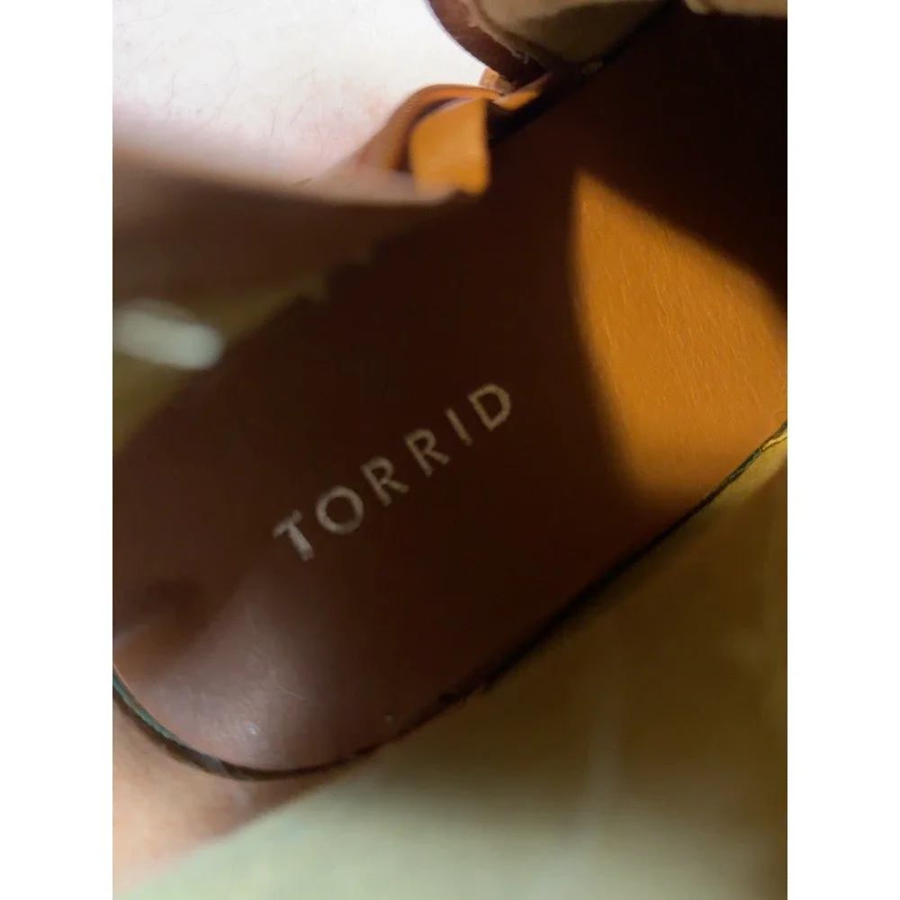 Torrid Womens 10W Cognac Lace Up Heeled Combat Ankle Boots Buckle Zip Wide
